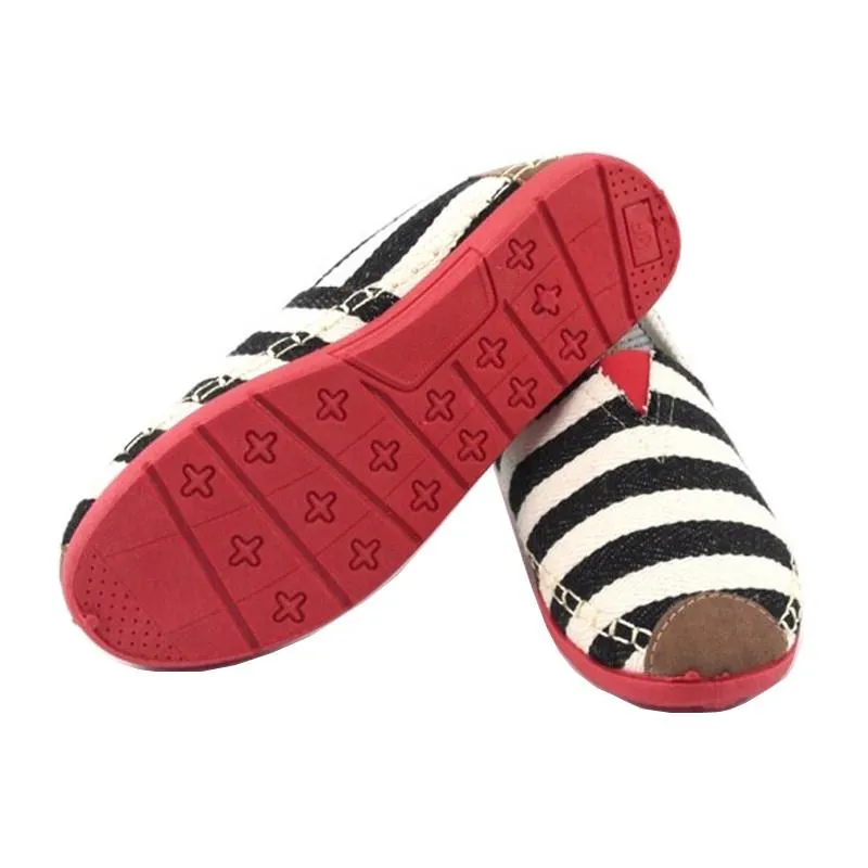 รองเท้าส้นแบนผ้าแคนวาส WX420 - Casual Stripes Canvas Flats Shoes