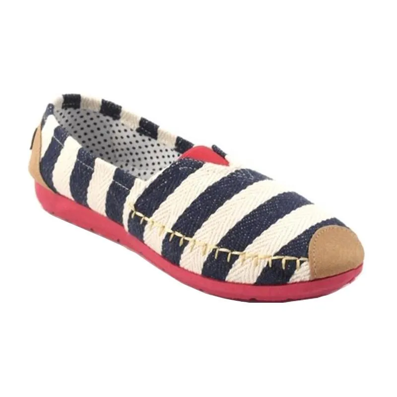 รองเท้าส้นแบนผ้าแคนวาส WX420 - Casual Stripes Canvas Flats Shoes
