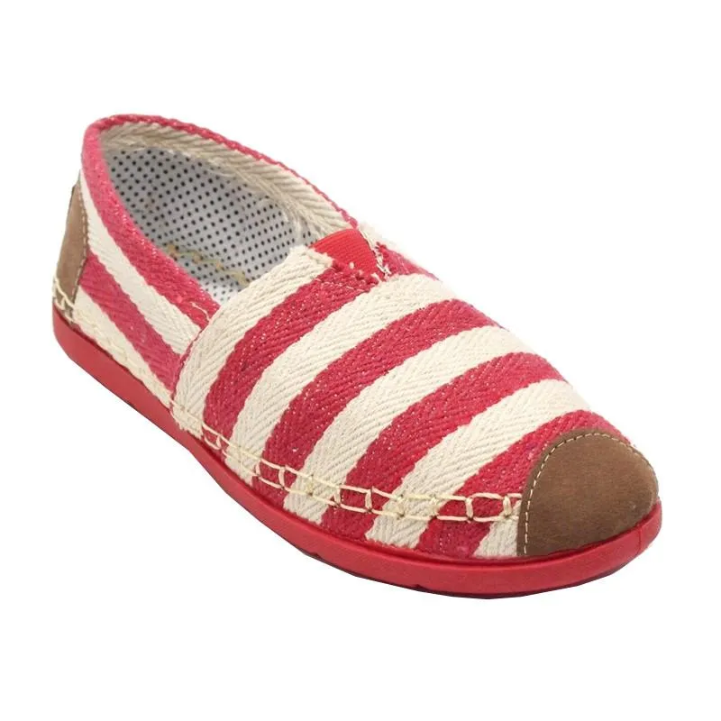 รองเท้าส้นแบนผ้าแคนวาส WX420 - Casual Stripes Canvas Flats Shoes