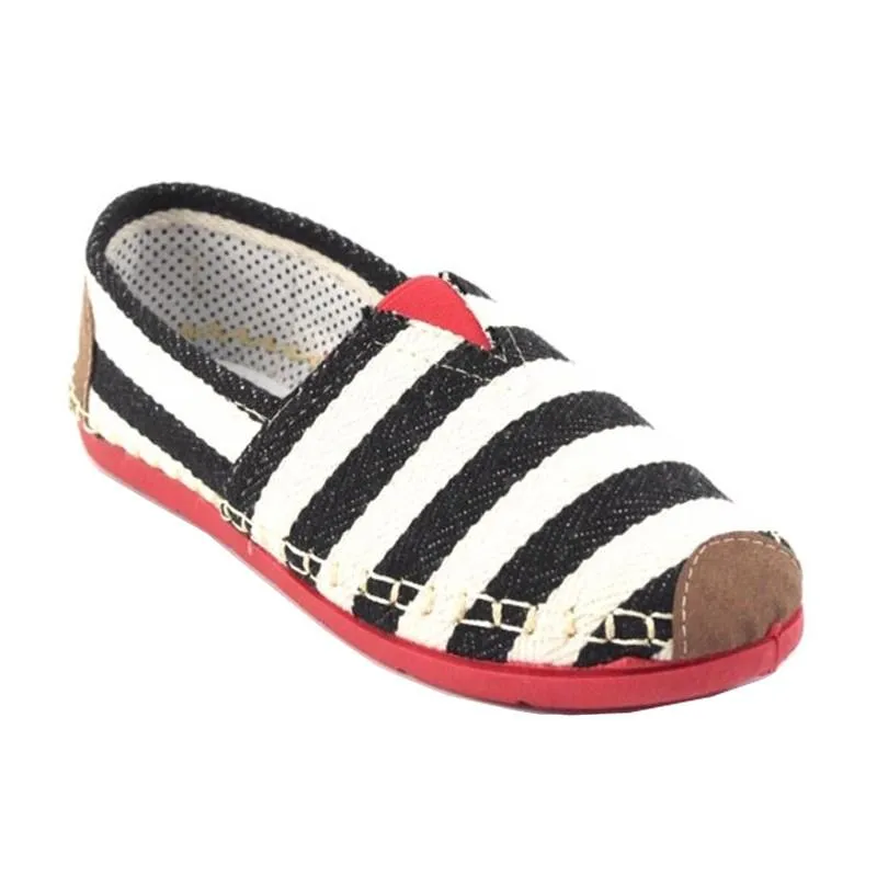 รองเท้าส้นแบนผ้าแคนวาส WX420 - Casual Stripes Canvas Flats Shoes