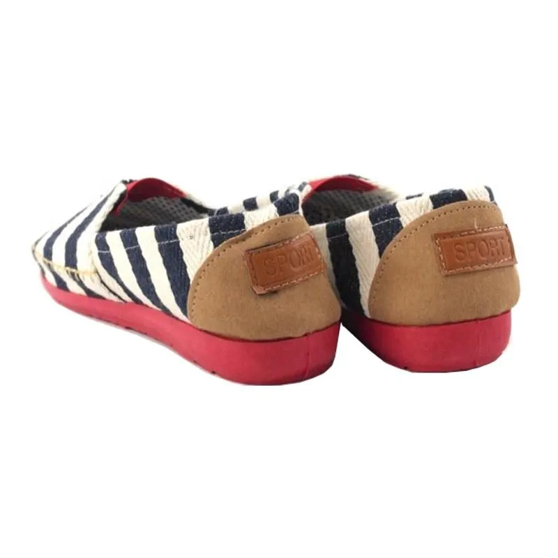 รองเท้าส้นแบนผ้าแคนวาส WX420 - Casual Stripes Canvas Flats Shoes