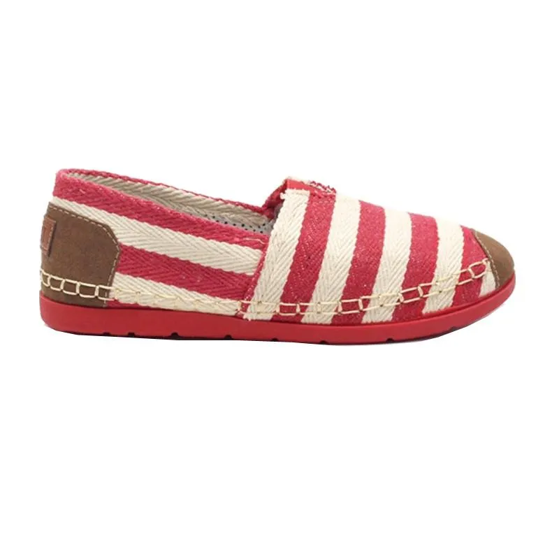 รองเท้าส้นแบนผ้าแคนวาส WX420 - Casual Stripes Canvas Flats Shoes