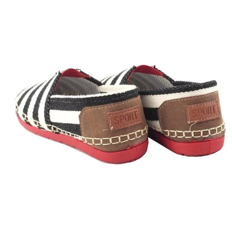 รองเท้าส้นแบนผ้าแคนวาส WX420 - Casual Stripes Canvas Flats Shoes
