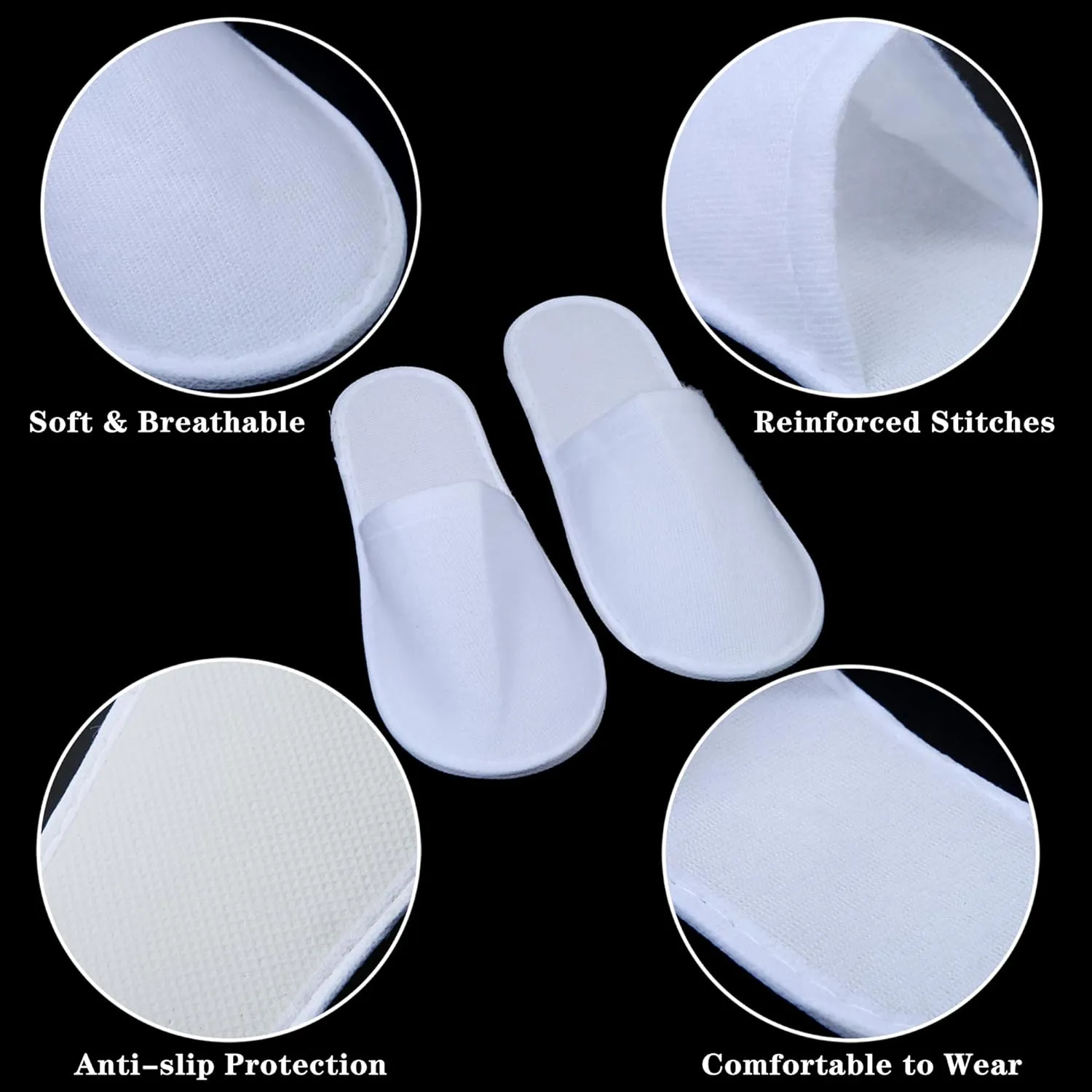 Aneco 12 Pairs Disposable Spa Slippers Fluffy Closed Toe Spa Slippers for Hotel, Home, Guest Use, Fits up to US Men Size 10 and Women Size 11