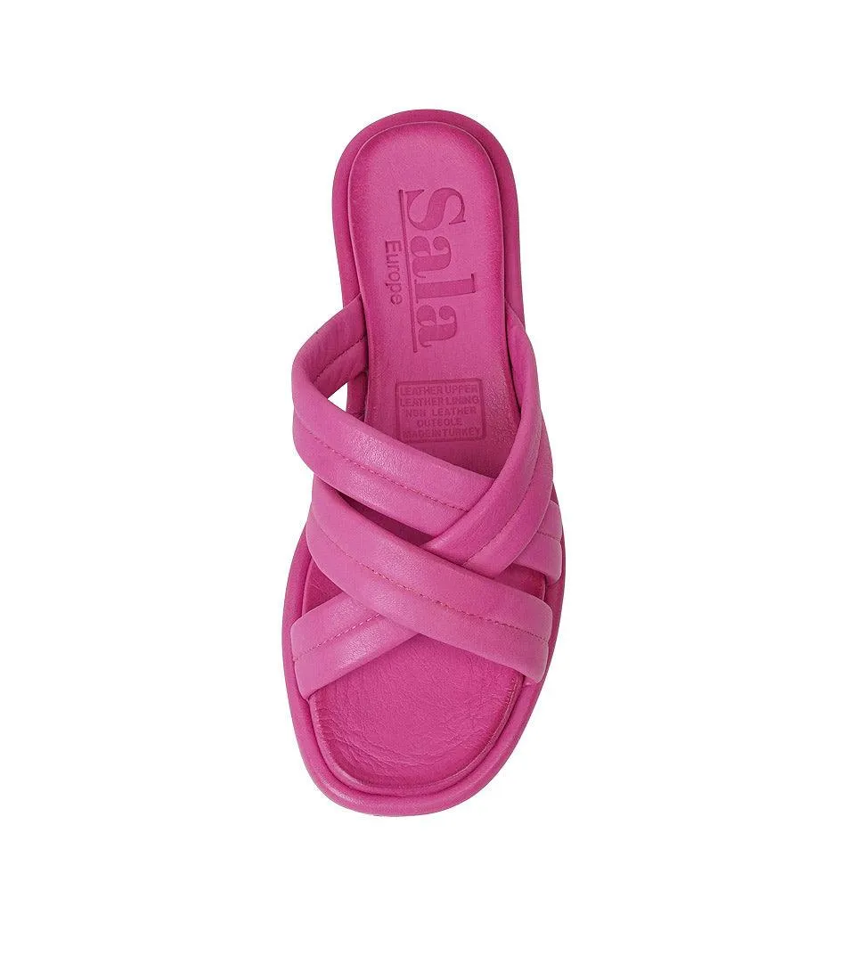 Beach Fuchsia Leather Slides