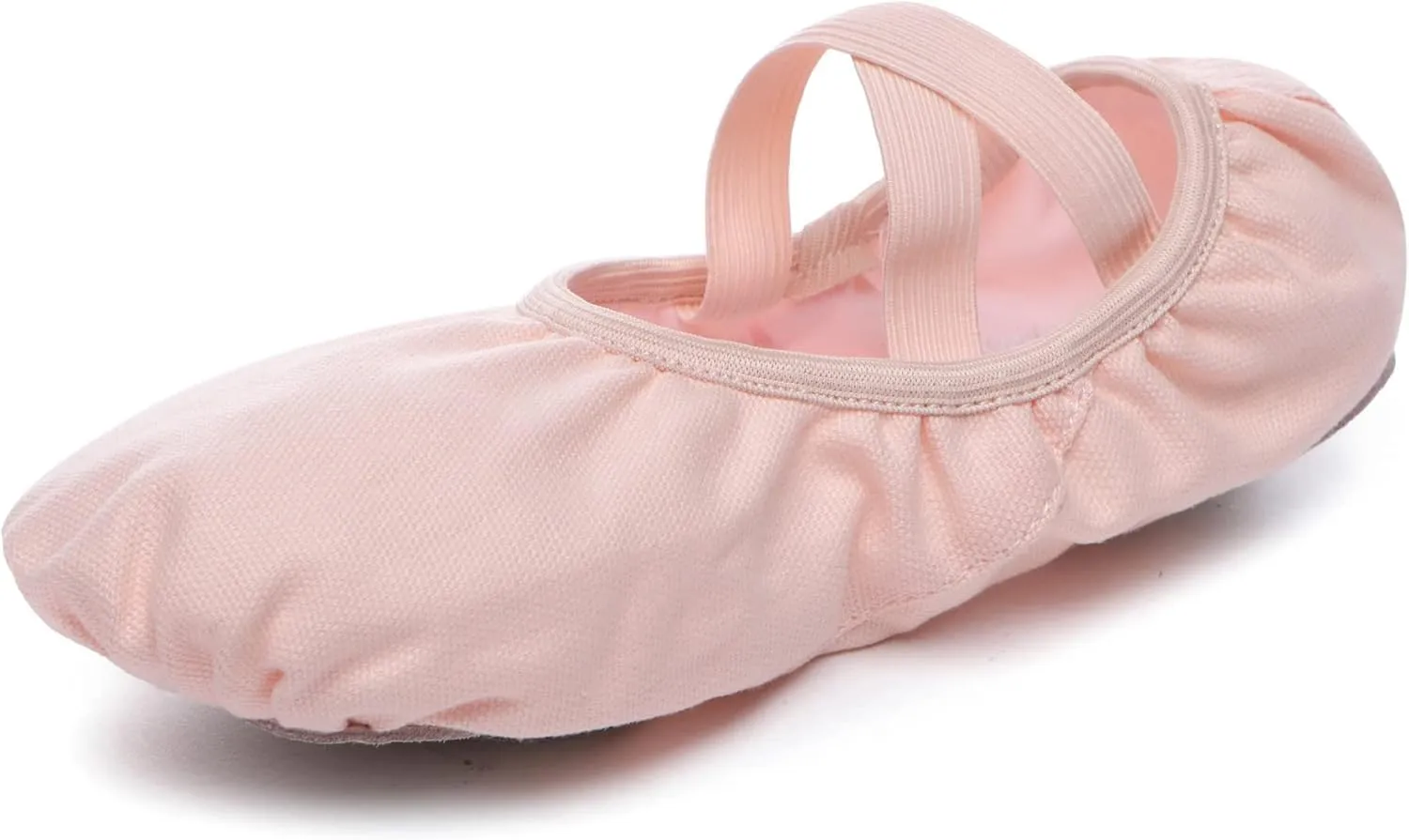 Danzcue Womens Elastic Ballet Shoes, Canvas Split Sole Ballet Slippers for Women Girls, Pink