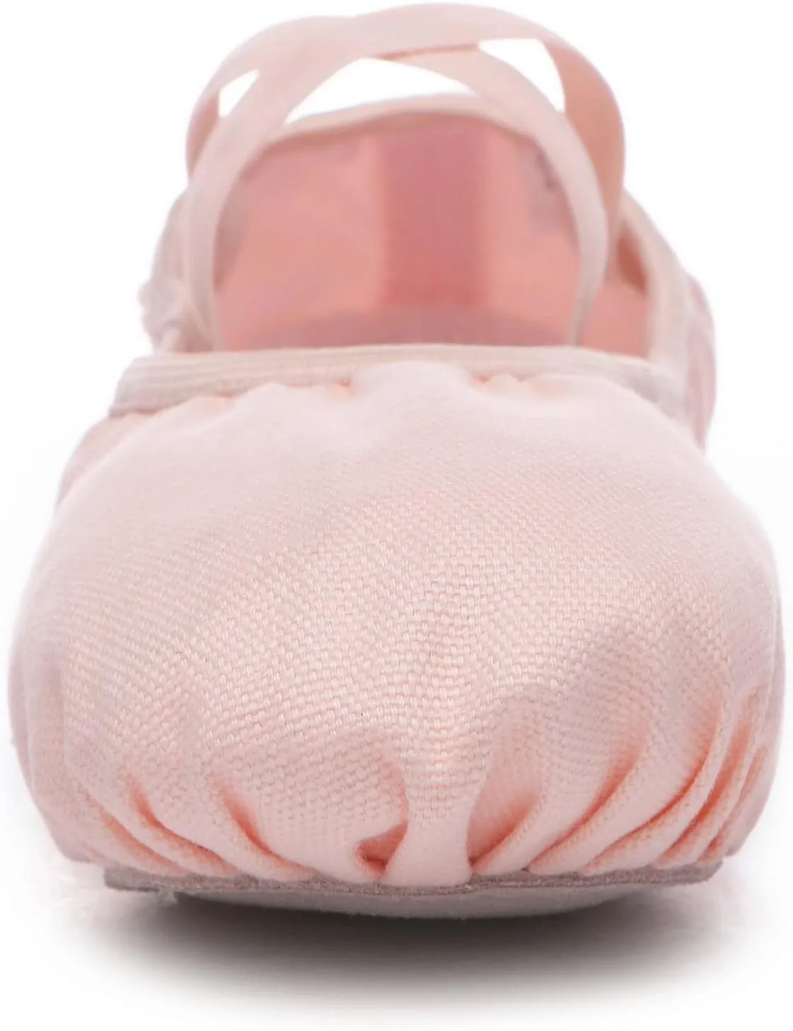 Danzcue Womens Elastic Ballet Shoes, Canvas Split Sole Ballet Slippers for Women Girls, Pink