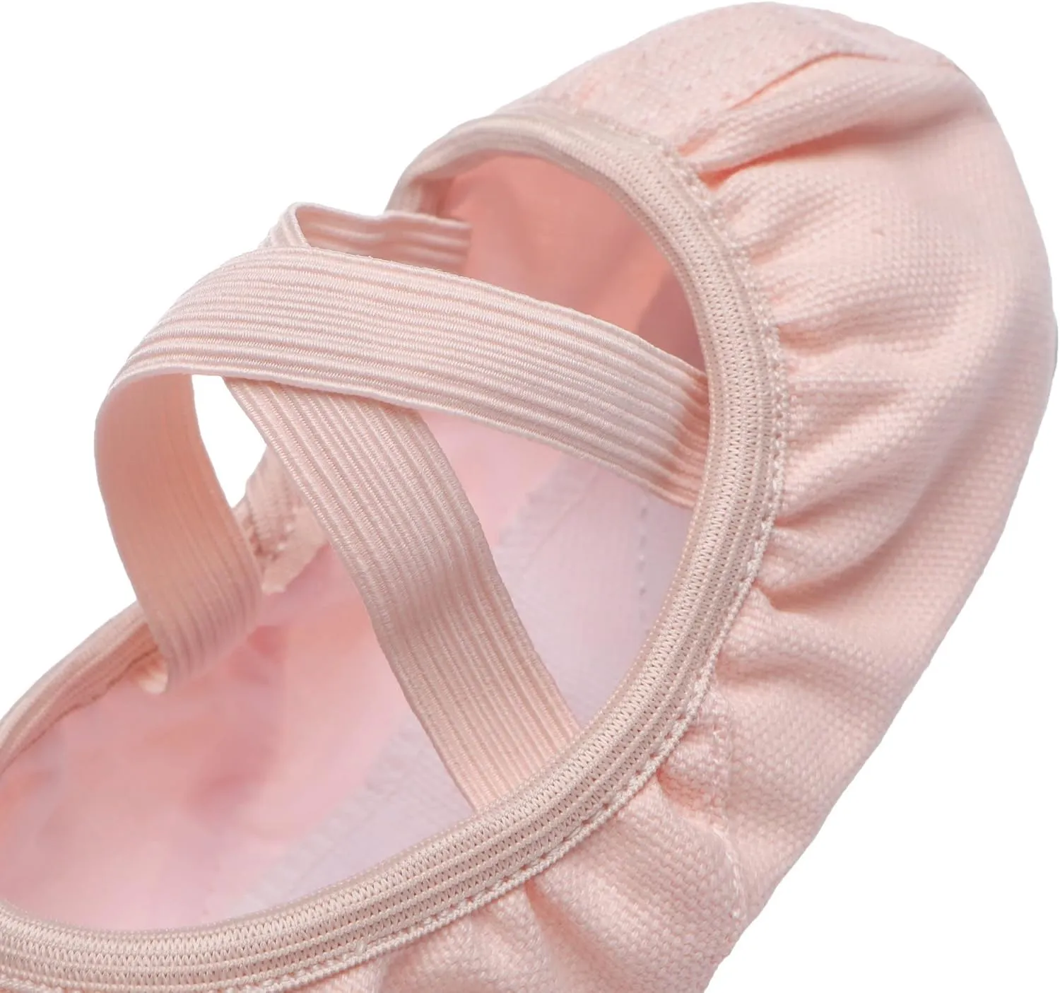 Danzcue Womens Elastic Ballet Shoes, Canvas Split Sole Ballet Slippers for Women Girls, Pink