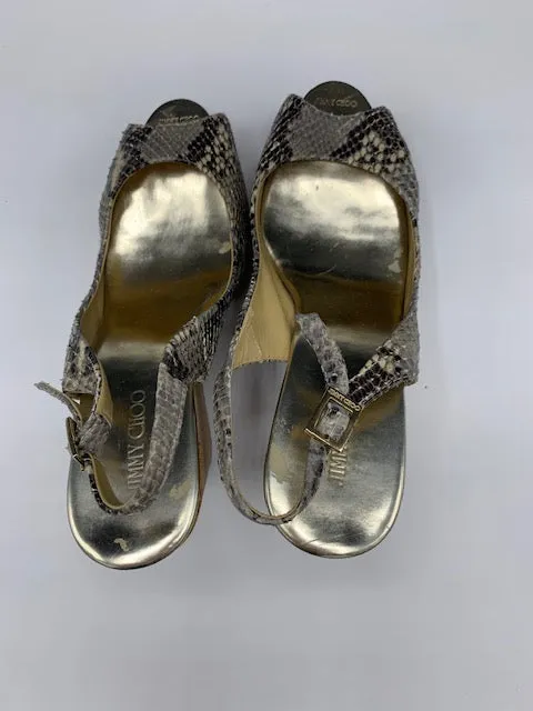 Jimmy Choo Python Praise Slingback Wedge Sandals