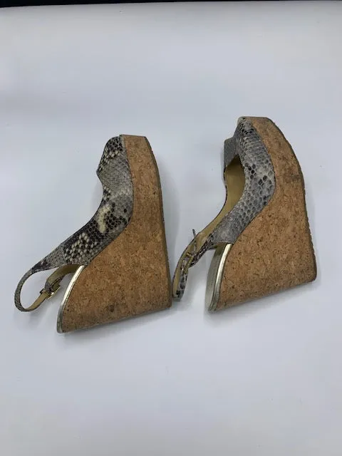 Jimmy Choo Python Praise Slingback Wedge Sandals