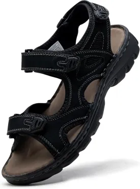 Jousen Men's Sandals Leather Open Toe Beach Sandal Outdoor Summer Sport Hiking Sandals