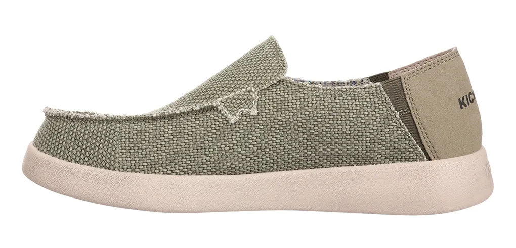 Kickback Mens Barbeach Slip On Woven Canvas Shoes - Khaki