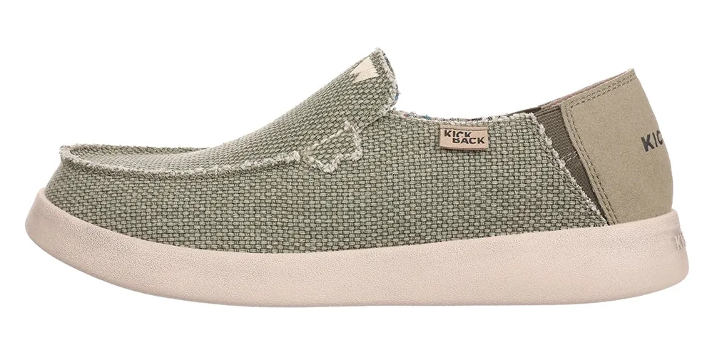 Kickback Mens Barbeach Slip On Woven Canvas Shoes - Khaki