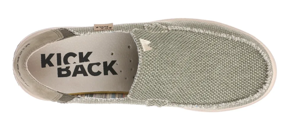 Kickback Mens Barbeach Slip On Woven Canvas Shoes - Khaki