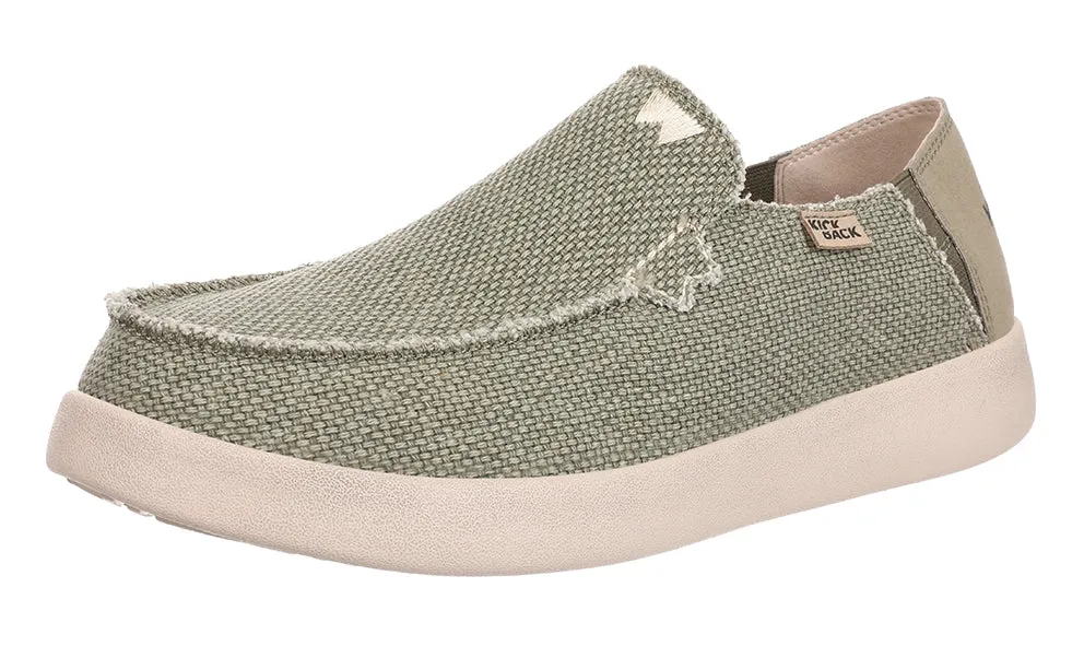 Kickback Mens Barbeach Slip On Woven Canvas Shoes - Khaki