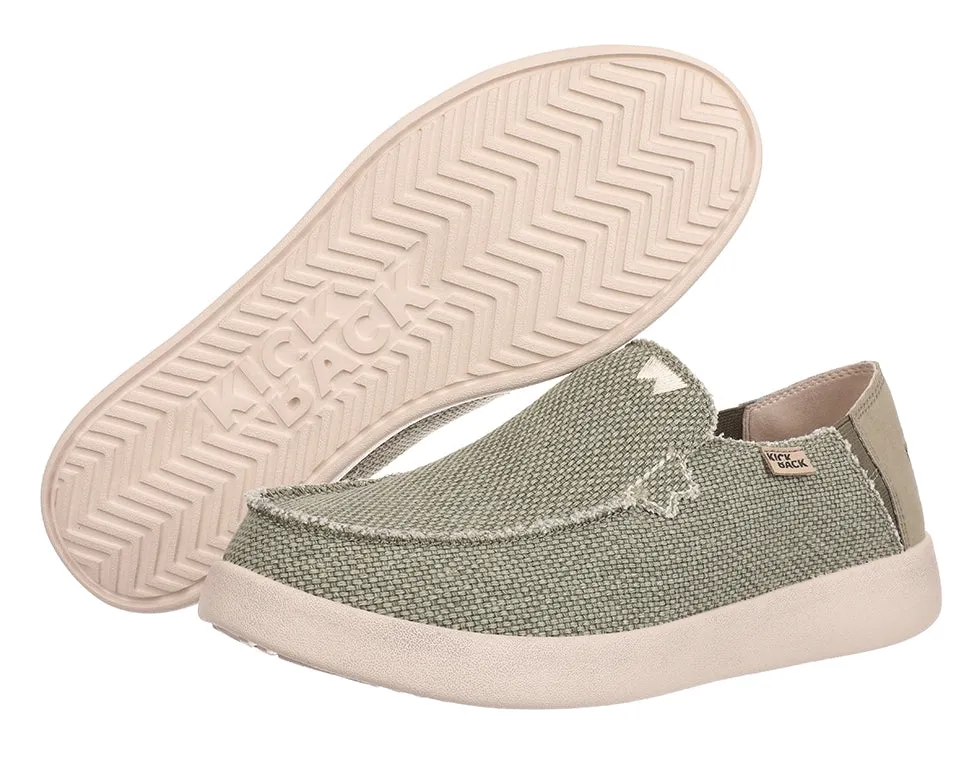 Kickback Mens Barbeach Slip On Woven Canvas Shoes - Khaki