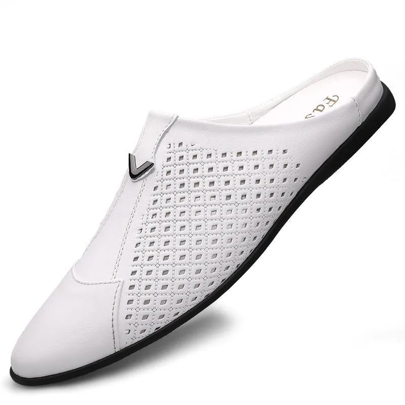 Men's Genuine Leather Mules Backless Loafers