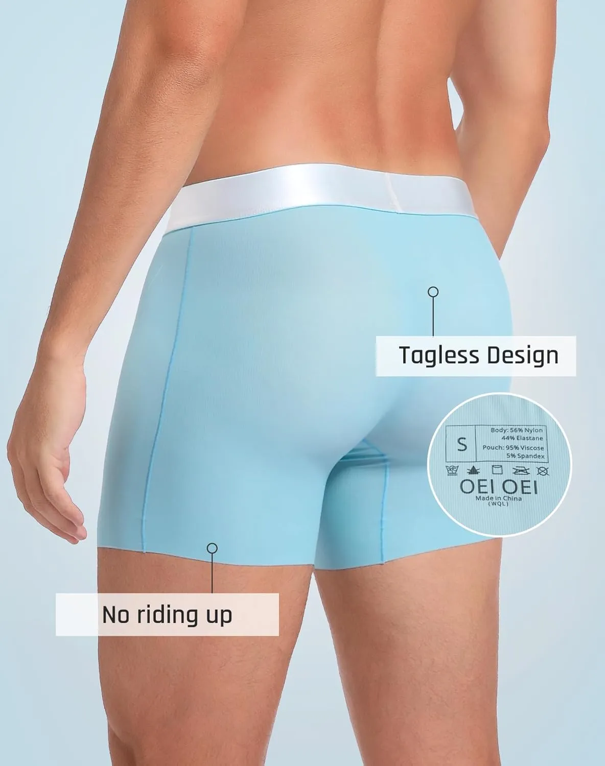Men's Underwear Boxer Briefs Nylon Cool Quick Dry Underwear for Men 3 Pack