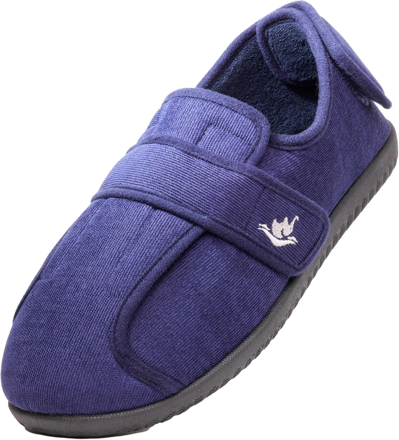 Men's Wide 80-D Memory Foam Diabetic Slippers with Adjustable Closures Breathable Washable Indoor/Outdoor House Shoe w/Anti Slip Sole
