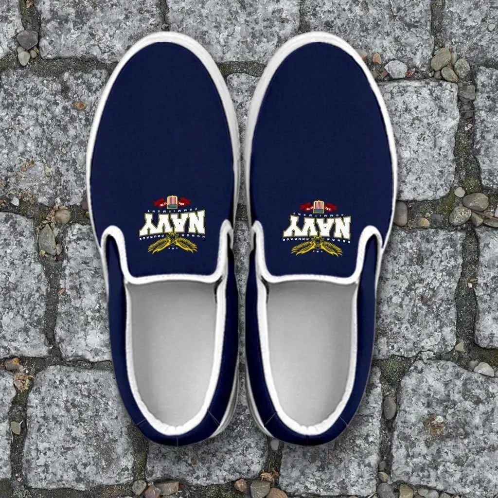Navy Wings Canvas Slip-on Shoes