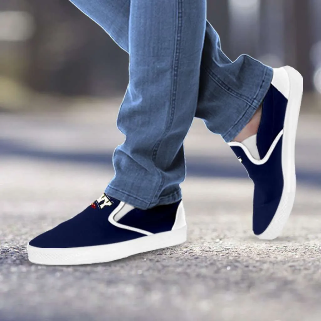 Navy Wings Canvas Slip-on Shoes