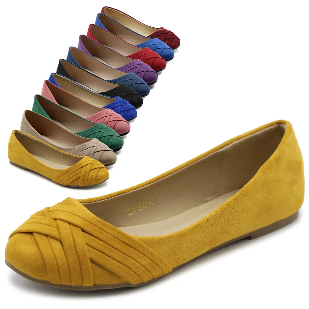 Ollio Women's Ballet Shoe Cute Casual Comfort Flat (Beige, Black, Royal Blue, Brown, Green, Navy)