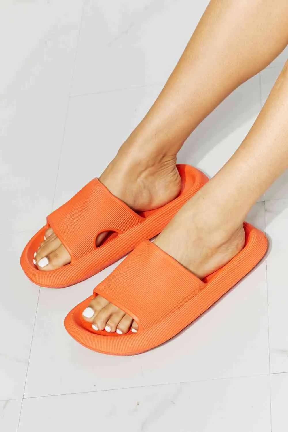 Orange Open Toe Slides