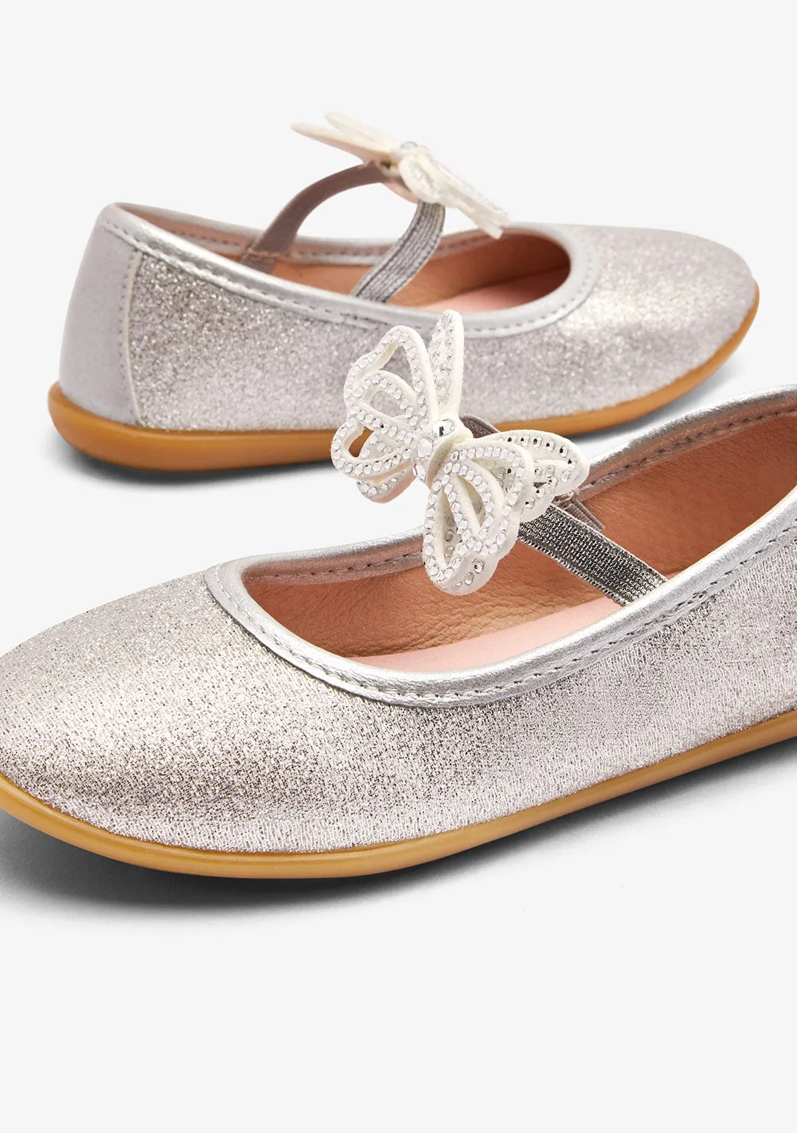 Silver Butterfly Strip Ballerinas