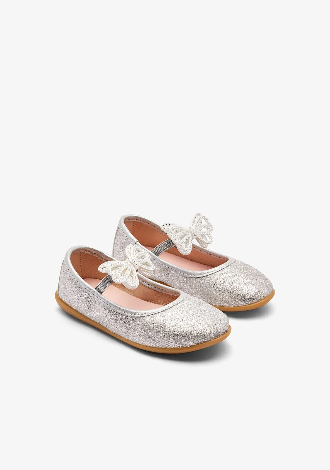 Silver Butterfly Strip Ballerinas