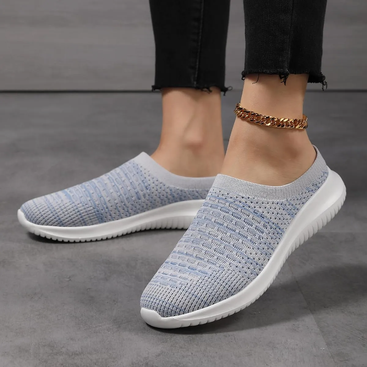 Slip on Sneakers for Women Go Walk Shoes Sock Athletic Sock Athletic Elastic Knit Flats Lightweight Breathable Comfortable Walking Shoes