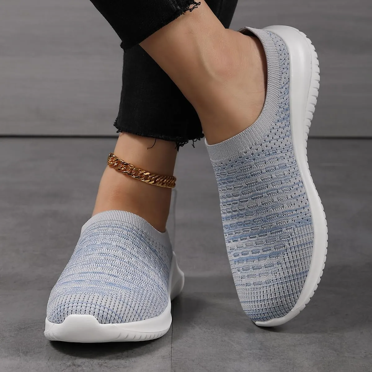 Slip on Sneakers for Women Go Walk Shoes Sock Athletic Sock Athletic Elastic Knit Flats Lightweight Breathable Comfortable Walking Shoes