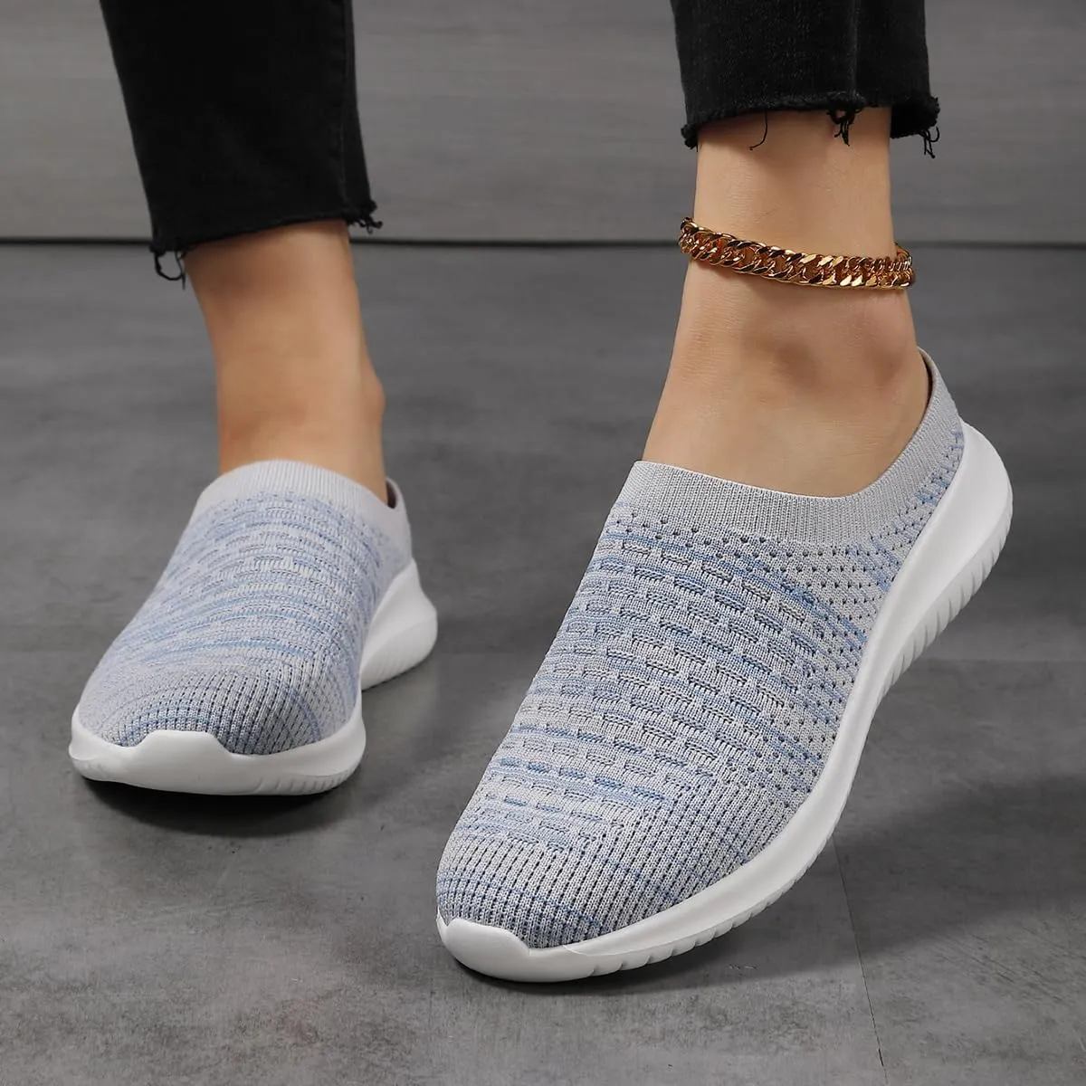 Slip on Sneakers for Women Go Walk Shoes Sock Athletic Sock Athletic Elastic Knit Flats Lightweight Breathable Comfortable Walking Shoes