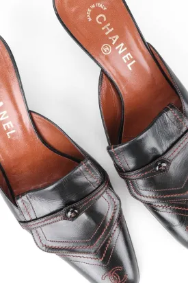 Topstitched Loafer Mules